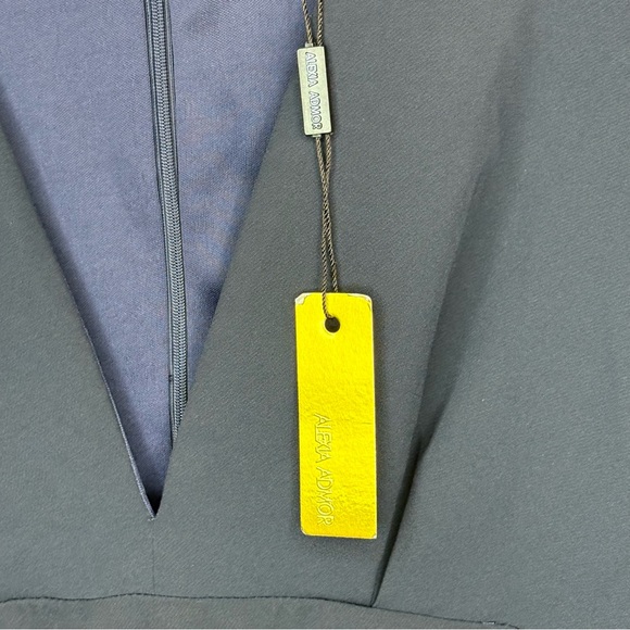 Alexia Admor Dark Navy Blue Long Sleeve V-Neck Dress Size Large NWT - Picture 5 of 10